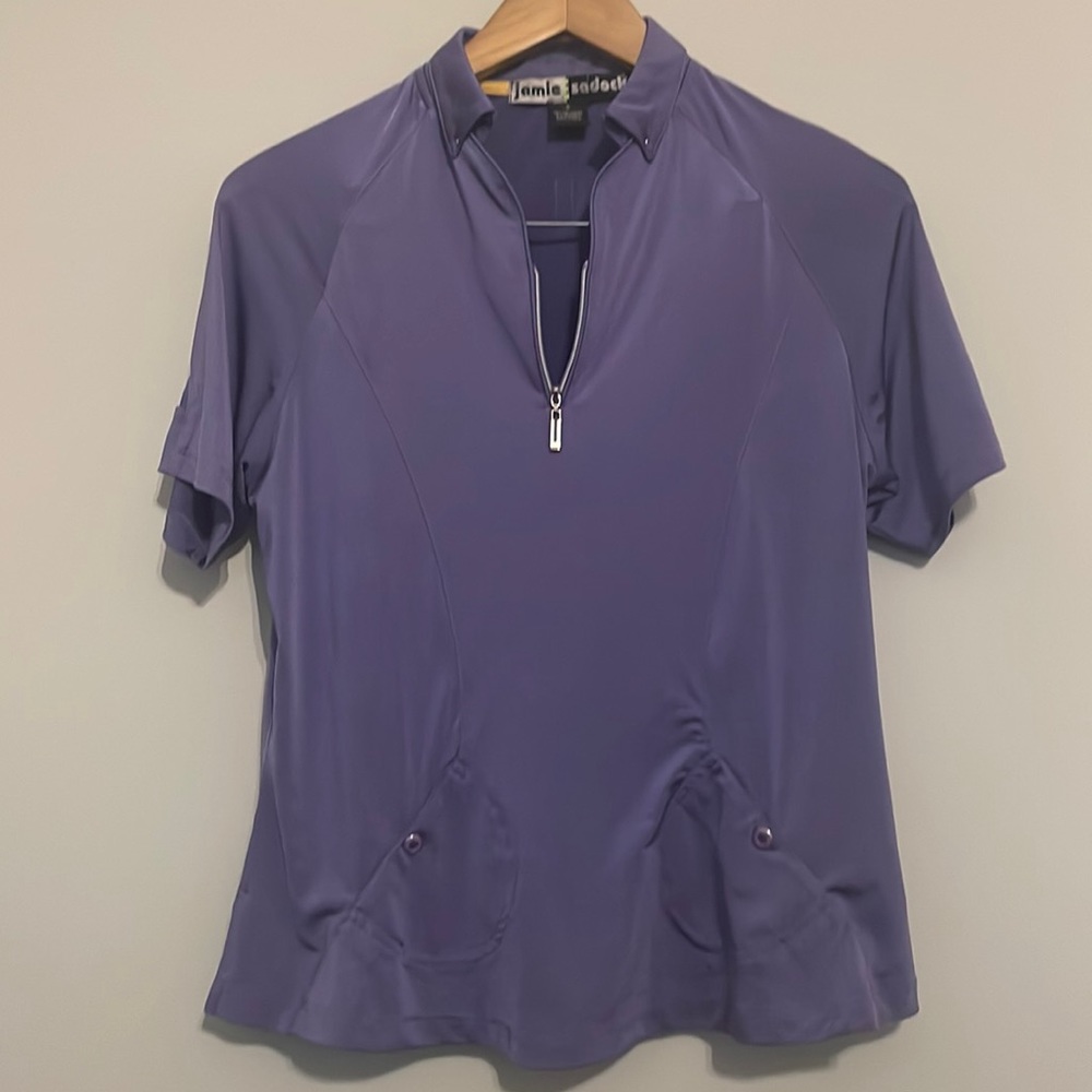 Jamie Sadock Purple Quarter Zip Polo Top Sz S EUC